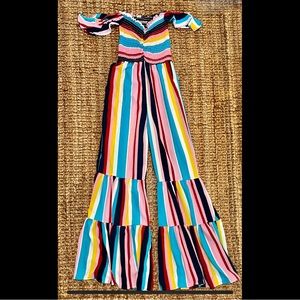 Rainbow Stripe Jumpsuit Romper Day & Night S Women’s Pride Month